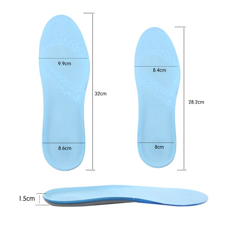 Breathable Gel PU Sports Insoles Blue Running Shoes Insert